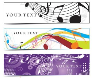 Set of Musical Notes Banners Vector