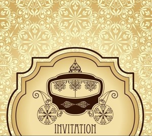 Vector Vintage Invitation Cards with Golden Lace Backgrounds 03