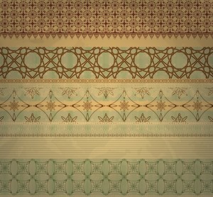 Vector Vintage Invitation Cards with Golden Lace Backgrounds 04