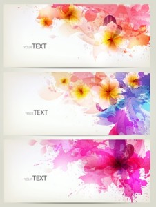 Elegant & Clean Vector Banner with Colored Flowers 02