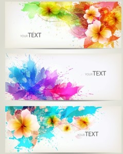 Elegant & Clean Vector Banner with Colored Flowers 03