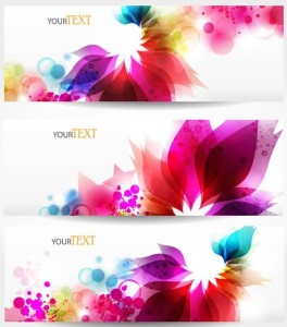 Elegant & Clean Vector Banner with Colored Flowers 05