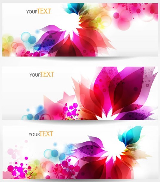 Elegant & Clean Vector Banner with Colored Flowers 05