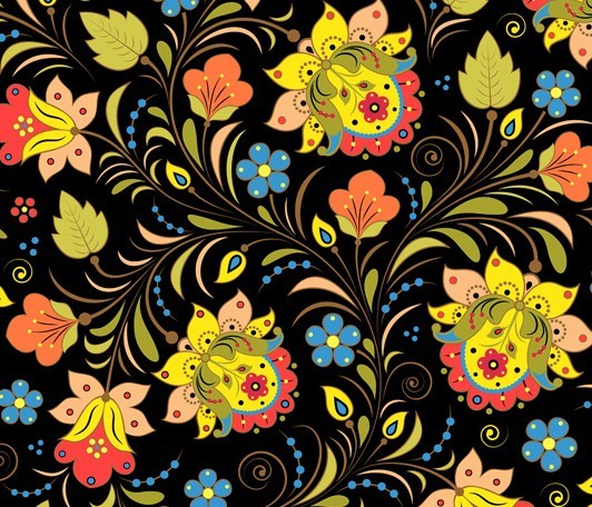 Elegant Hand Drawn Flowers Pattern Vector 03