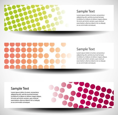 Set of Colorful Polka Dots Vector Banners 03