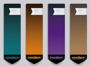 4 Colored Vertical Arrow Labels and Banners Vector