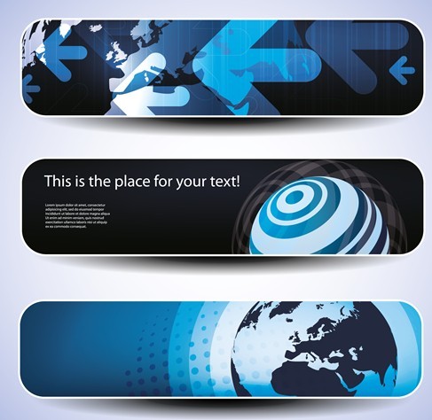 Set of Vector Blue Abstract Business Banners 04