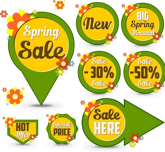 Set of Green Spring Sale Labels 01