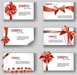 Set of Simple Vector Card Templates with Bows and Ribbons 01