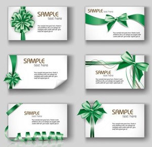 Set of Simple Vector Card Templates with Bows and Ribbons 02