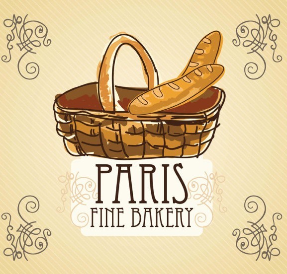 Vintage Paris France Bakery Vector Illustration 02