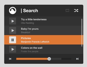 Mini Dark Music Player UI PSD