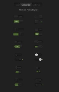 Set of Dark Essential PSD Switches (Retina Ready)