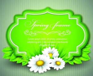 Spring Concept Green Floral Vector Frame 03