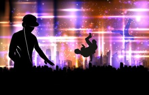 Vector Dancing People Shining Background 02