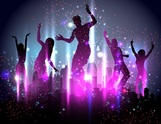 Vector Dancing People Shining Background 03