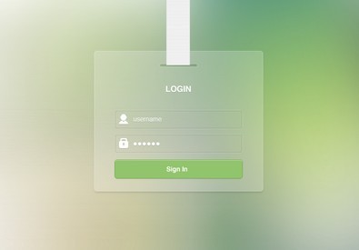 Plastic Card-Like Transparent Login Form UI PSD