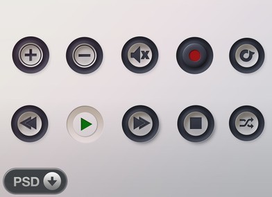 Music Player Control Button Set PSD