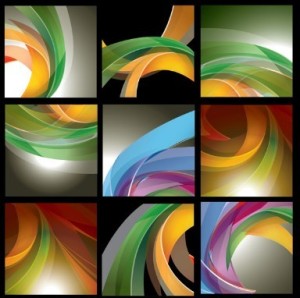 Set Of Colored Vector Abstract Curves Background