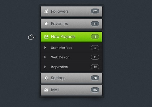 Vertical Side Menu Interface PSD