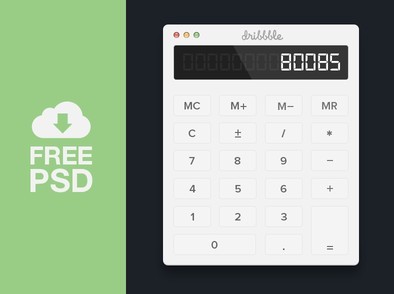 Flat Calculator Interface PSD