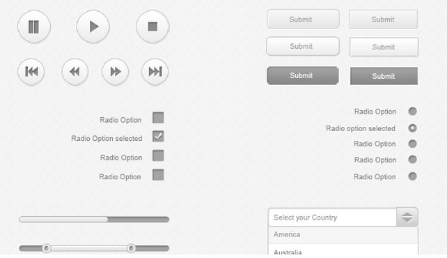 Simple Flat Grey Web UI Kit PSD