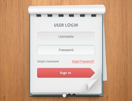 User Login Notebook Interface PSD