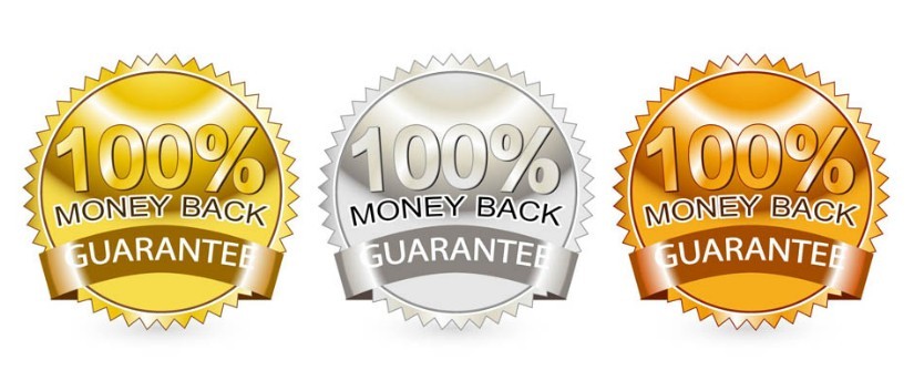 3 Money Back Guarantee Vector Badges with Ribbons