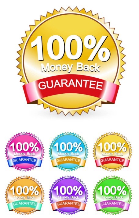 6 Sleek Money Back Guarantee Vector Badges