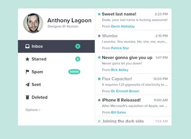 Clean Mail Widget Interface PSD