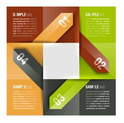 Colored Number Origami Vector Labels 07