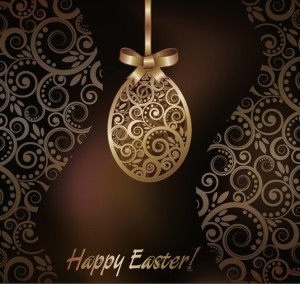 High Quality Golden Happy Easter Vector Background 01