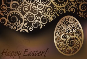 High Quality Golden Happy Easter Vector Background 03