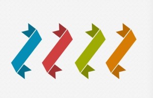 Four Colourful PSD Corner Ribbons