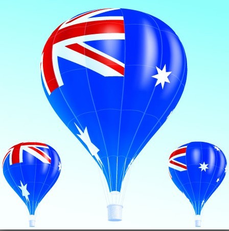 Vector Hot Air Balloon Australian flag