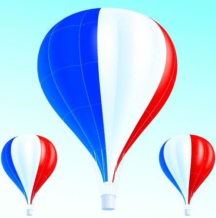 Vector Hot Air Balloon French Flag