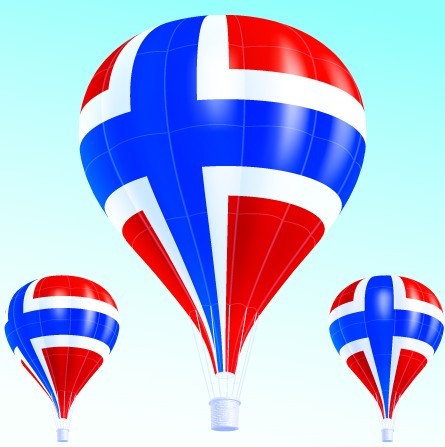 Vector Hot Air Balloon Norwegian flag