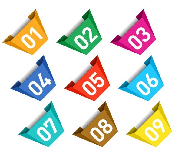 Colored Data Origami Vector Labels For Infographic 05