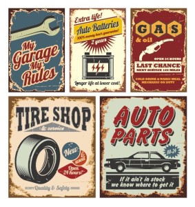 Set of Vector Vintage Car Promotional Posters