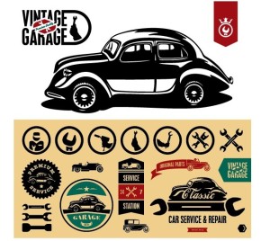 Set of Vector Vintage Garage Labels 01