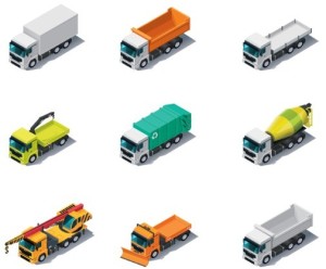 Vector Cartoon Trucks and Engineering Vehicles