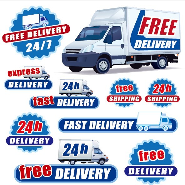 Vector Free Delivery and Shipping Car Stickers