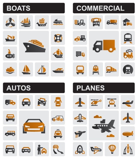 Vector Transportation Tools Icon Set