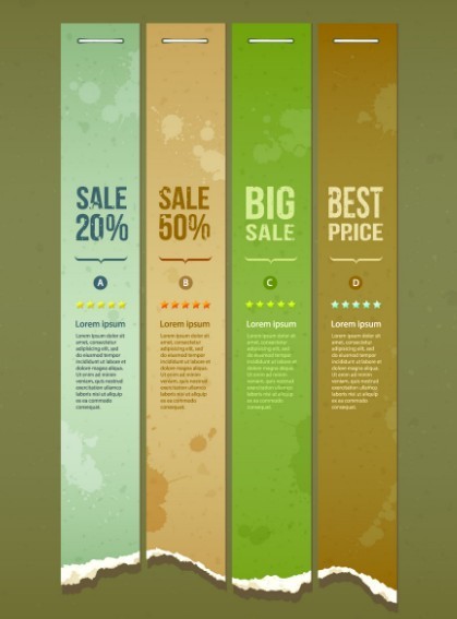 Creative Vector Sale Labels with Torn Paper Effect 01