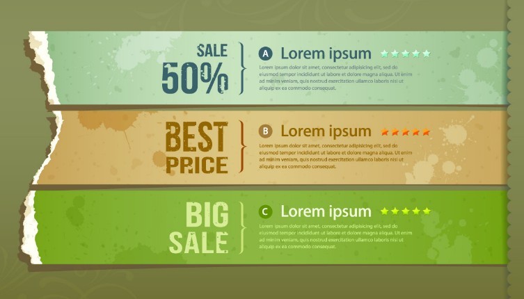 Creative Vector Sale Labels with Torn Paper Effect 02