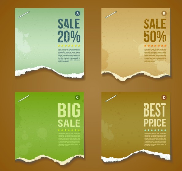 Creative Vector Sale Labels with Torn Paper Effect 04