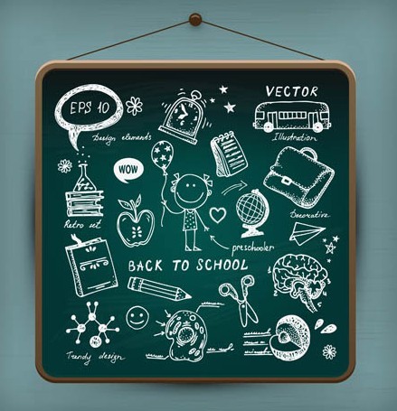 Cute Back To School Chalkboard Vector Illustration