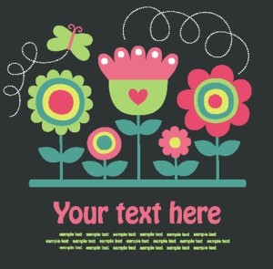 Cute Retro Flowers Vector Illustration 01