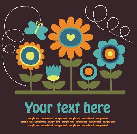 Cute Retro Flowers Vector Illustration 02