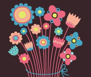 Cute Retro Flowers Vector Illustration 03